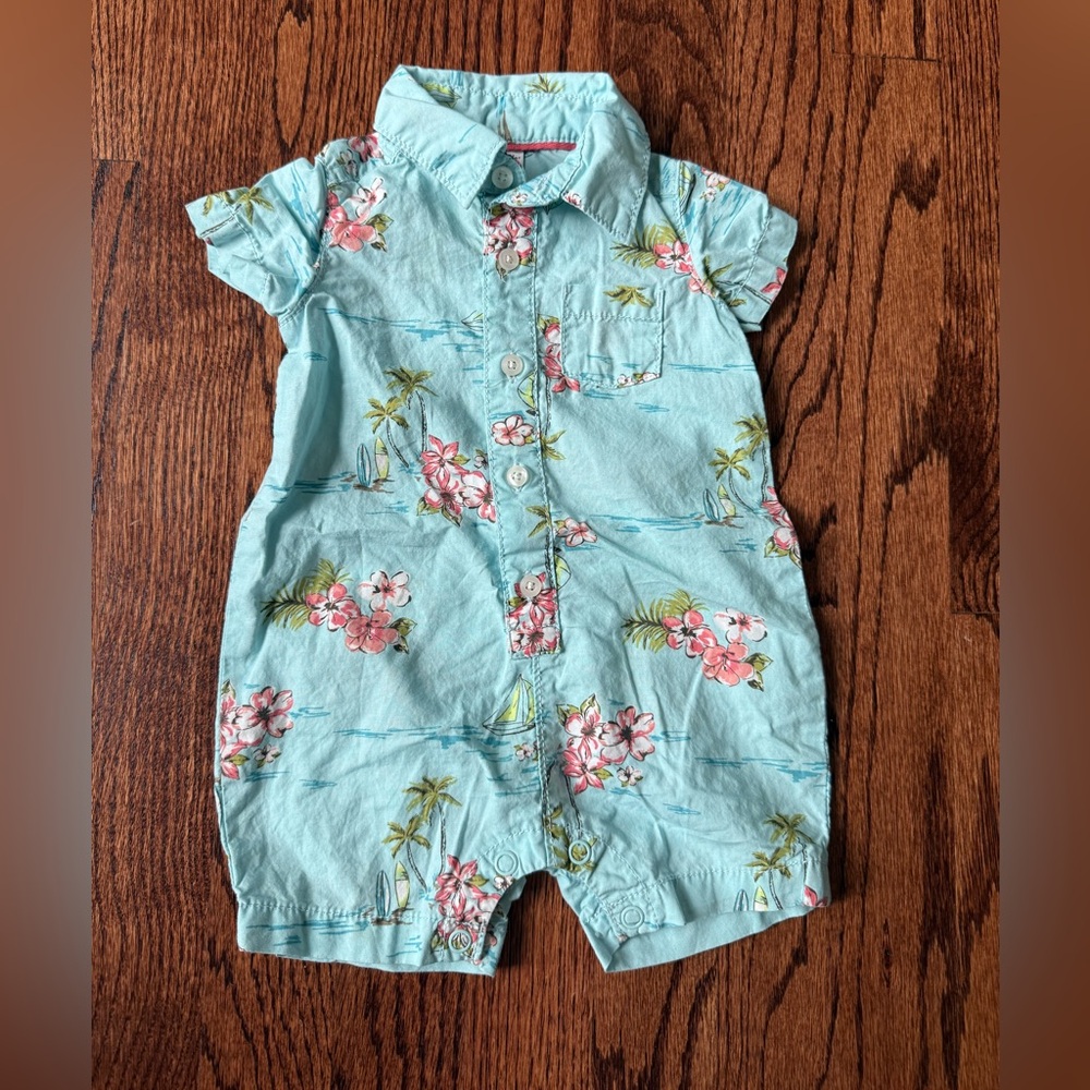 Carter's Blue Hawaiian Style Baby Jumpsuit / Onsie - Size 3 months